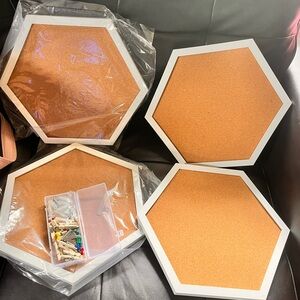 Framed Corkboard four piece with hardware to hang